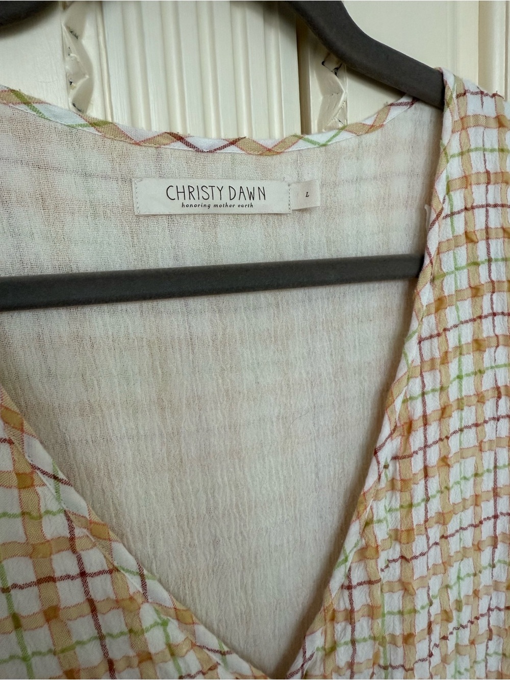Christy Dawn Cream Plaid Maxi Dress - Picture 5 of 6